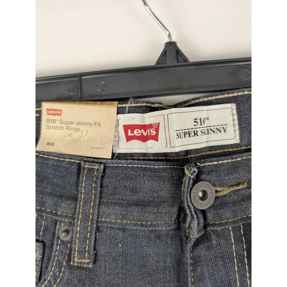 Levi's 510 Super Skinny Jeans Boys 20 Reg 30x30 Dark Blue Stretch Rinse Denim